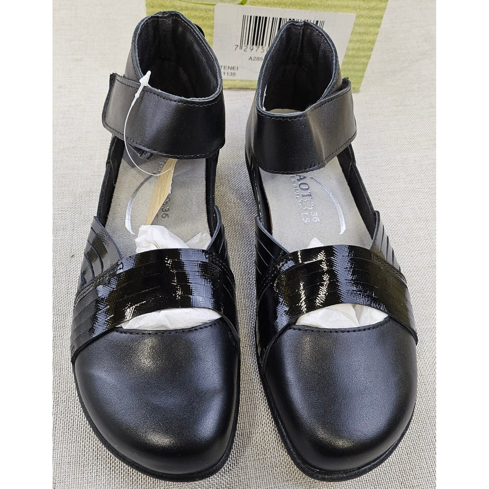 NAOT Tenei Black Leather Ankle Strap Mary Jane Sandals Shoes Women's Sz 36 (5.5)